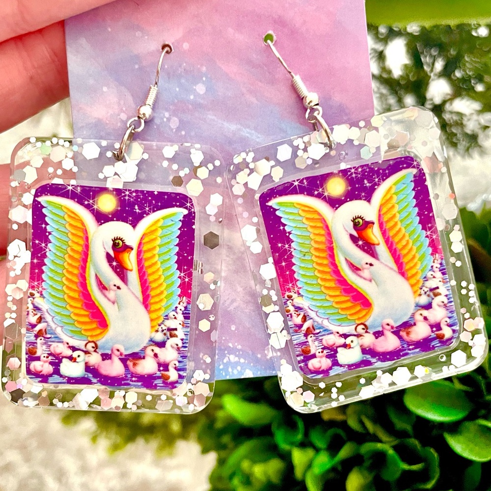 Vintage Swan Acrylic Earrings